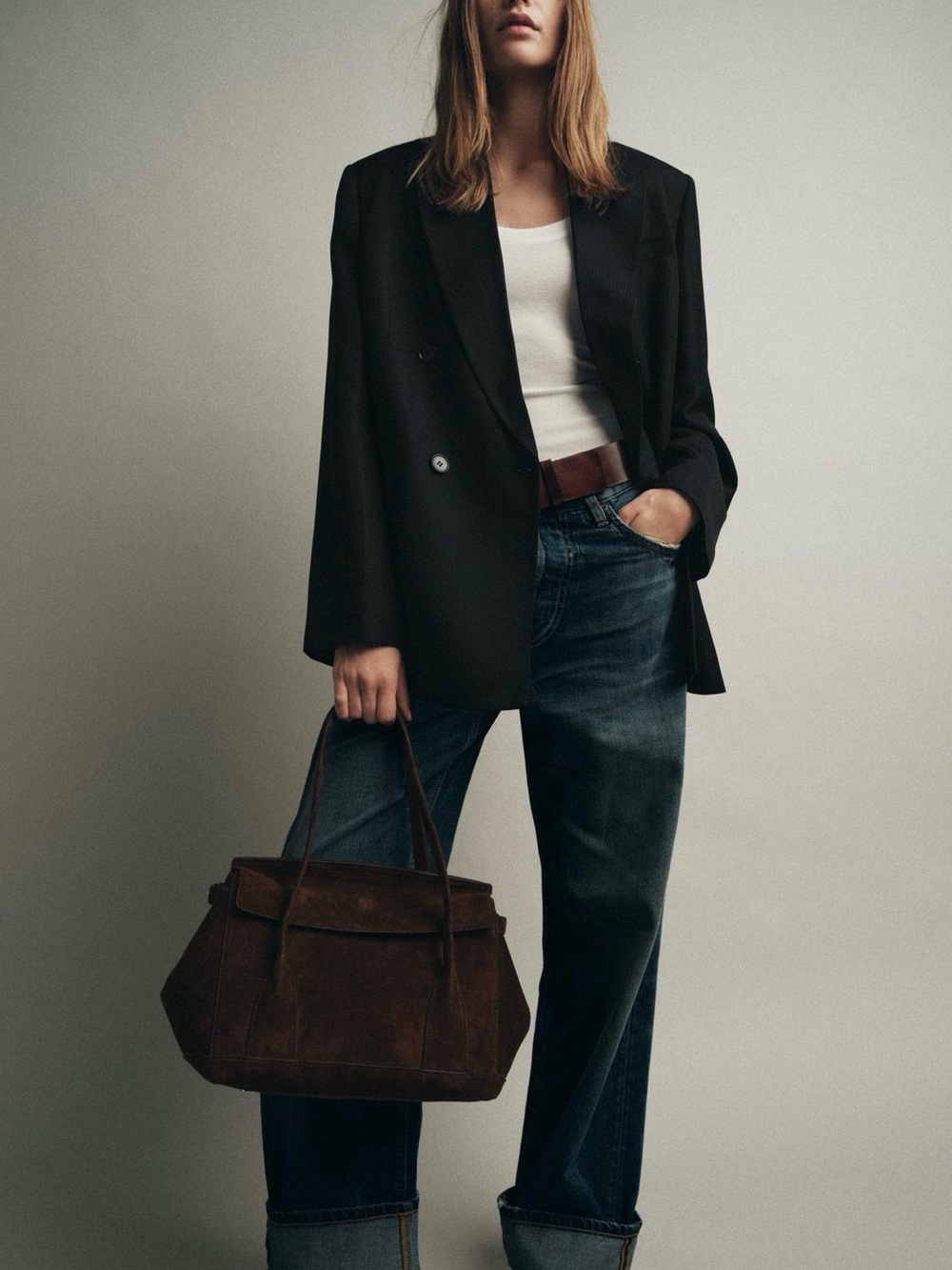 ZARA SPLIT LEATHER CITY BAG - Picture 6 of 9